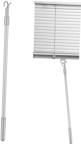GLEAVI Varilla Telescópica para Persianas y Cortinas de Aleación de Aluminio, Extensible con Gancho, Superficie Lisa y Fácil de Usar Hogar, Color Plata