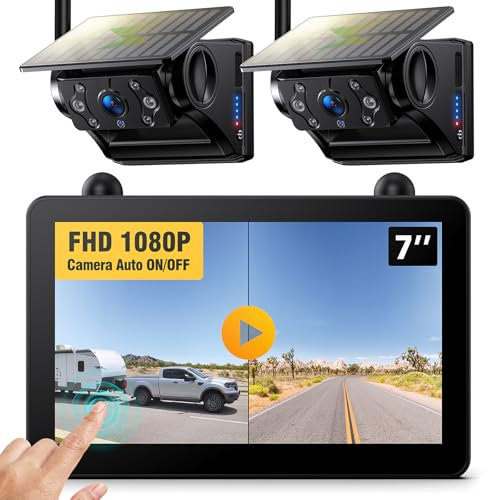 eRapta 2 Magnetische Solar Rückfahrkamera kabellos mit 7'' 1080P Touchscreen IPS-Monitor & 2 Mins DIY Installation, IP69K Wasserdicht Rückfahrkameras für Auto, LKW, Van, SUV, Wohnmobil