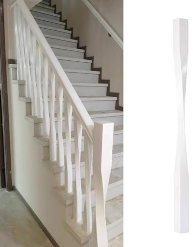 Garde Corps Escalier Balustres D'escalier Blancs en Bois, Poteaux de Balustrade à Barreaux D'escalier Fixés Au Sol, Poteaux de Garde-Corps D'escalier Intérieur, Balustres D'escalier(1 PC)