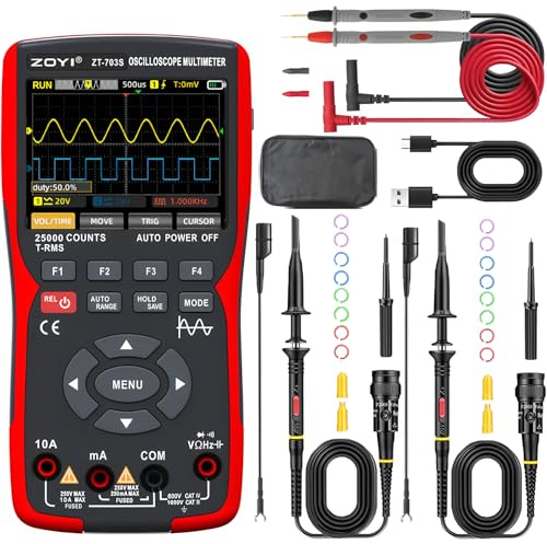 TOOLTOP ZT-703S 3-in-1 Oscilloscope Multimeter with 3.5 Inch IPS Display,25000 Counts, Dual Channel 50MHZ Bandwidth,280MSa/s High