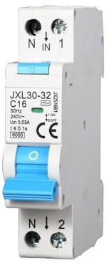 gloca Interruttore Magnetotermico Differenziale 1P+N 30mA 220V 6KA 1 Modulo DIN (16 Ampere)