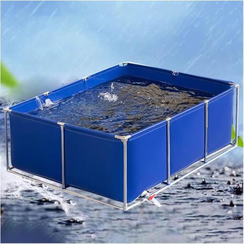 Oberirdischer Teich Garten Aquarium mit Rahmen,Fischteich mit Stahlrahmen,Großes Aquakulturbecken,für Zucht von Koi, Goldfisch,Blau,3 * 1 * 0.7m