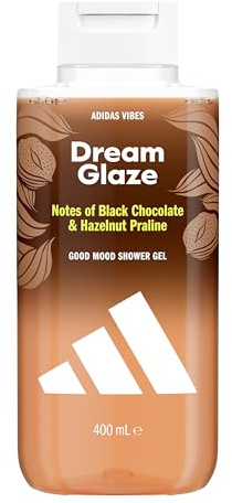 adidas Vibes Dream Glaze Docciaschiuma | Docciaschiuma vegano con olio di clementina, assoluta di cacao e vaniglia, fragranza mood-boosting, deterge efficacemente