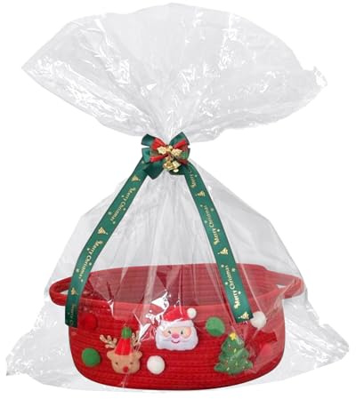 Julkorg present – 30,48 cm förvaring & dekoration | bomullsrep korg för kvinnor och män, mångsidig låda för godis, fester, födelsedagar, invigning och helgdagar