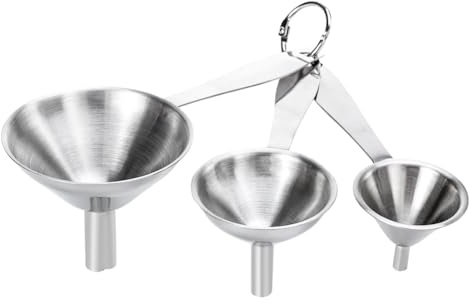 V Hip Flask Set,3 Mini Stainless Steel Funnels with Long Handle for Filling Bottles or Containers