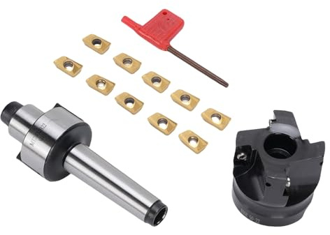 Yechiry Juego de Fresas Frontales, Fresa CNC, Cortador de 4 Flautas 400R de 50 Mm con 10 Inserciones de Carburo APMT1604, Ideal para Mecanizado Escalonado en Plano áspero Preciso