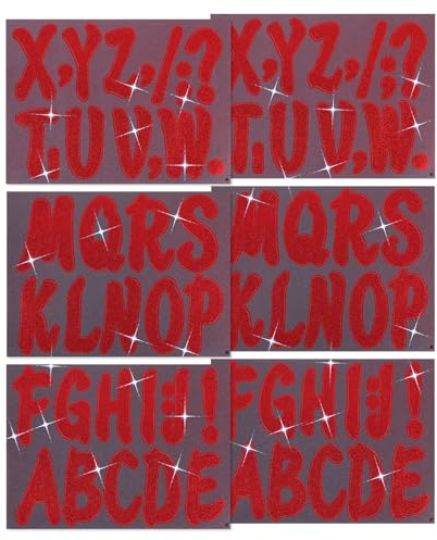 PATIKIL 72Pcs Glitter Bulletin Board Letters, 4 Inch Poster Board Cardboard Letter Alphabet Punctuation Self Adhesive for Art Craft Classroom Mailbox Scrapbook Sign, Shiny Red