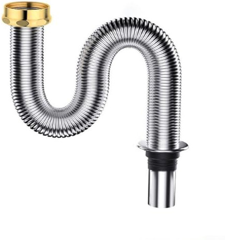 Tubo di scarico flessibile per lavandino del bagno, 80/100 cm, sifone in acciaio inossidabile con anello di tenuta in silicone, resistente alle alte temperature e design pieghevole (80 cm)