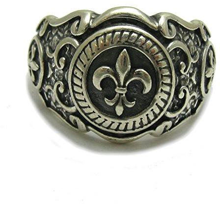 Empress Jewelry Bague en argent massif 925 Chevalier Fleur de Lis R001192
