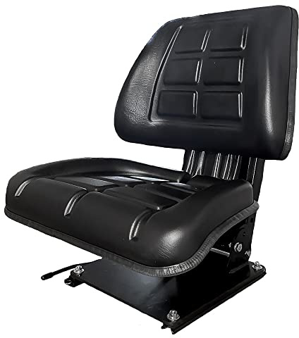 KLARA SEATS Schleppersitz Traktorsitz Trecker Sitz Oldtimer passend CASE IHC A Familie 323 353 383 423 433 440 453 533 540 KS 44/33V PVC Schwarz neigungsverstellbar mit Stossdämpfer und Zugfedern