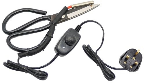 MBLUE Adjustable Temperature Electric Heating Scissors with Switch Controller, Black, Manganese Steel