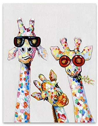 Drucken Leinwand Malerei Wanddekoration Tierbild Giraffe Familie Leinwand Wandkunst für Wohnzimmer Wohnkultur 60x80 cm / 23,6 x 31,5 Kein Rahmen