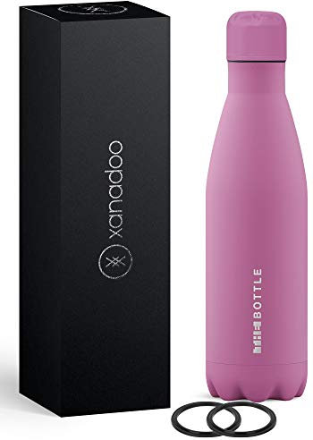 Xanadoo Edelstahl Trinkflasche Kohlensäure geeignet I Eco Thermosflasche ohne Plastik, BPA-frei & auslaufsicher I Isolierte Wasserflasche für Camping, Outdoor, Sport, Schule (Mattrosa, 750ml)