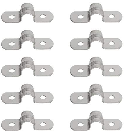 Aopin 8mm Rigid Pipe Strap Clamp 2 Holes Strap U Bracket Tube Strap Tension Clips 201 Stainless Steel, for Pipe Fixing, Silver, 10Pcs