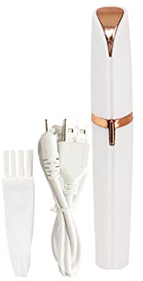 Rechargeable Eyebrow Trimmer,Flawless Hair Remover for Women，Portable Painless Ladies Electric Shaver Razor, Waterproof Epilator with LED Light for Bikini/Legs/Fuzz/Cheeks/Chin/Upper Lip (White)