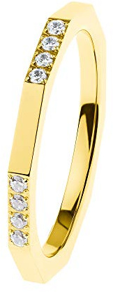 Ernstes Design Ring R591 evia Edelstahl Zirkonia 2 mm gelb vergoldet Vorsteckring