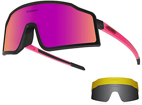 Queshark Radfahren Sonnenbrillen Fahrradbrillen Für Männer Frauen 1 Polarisierte 2 HD Linse Anti UVA UVB Für MTB Rennrad Laufen Angeln Wandern