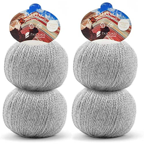 PASCUALI | Balayage | Strickwolle aus 80% Alpakawolle (Babyalpaka) und 20% Schurwolle Alpaka Wolle Alpaca Baby zum Stricken und Häkeln, SET: 4 Stränge - 200g - Farbe: Ishinca 617