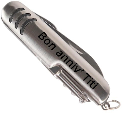Silbernes Multifunktionsmesser mit personalisierter Gravur - Praktisches Taschenmesser mit 7 Funktionen und personalisierter Gravur - Versilbertes Edelstahl-Messer