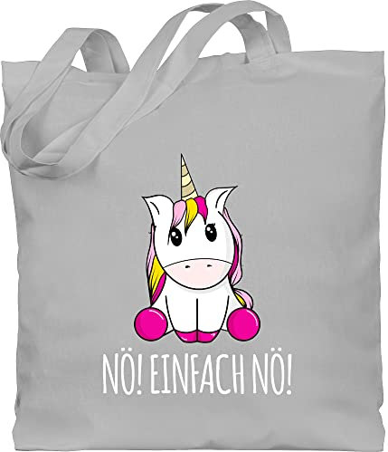 Baumwolltasche - Einhörner - Taschen - Nö Einfach Nö Einhorn - Unisize - Hellgrau - beutel nö, einhörnern no stoffbeutel unicorns nö! erwachsene motiv nein stofftasche mit unicorn jutebeutel