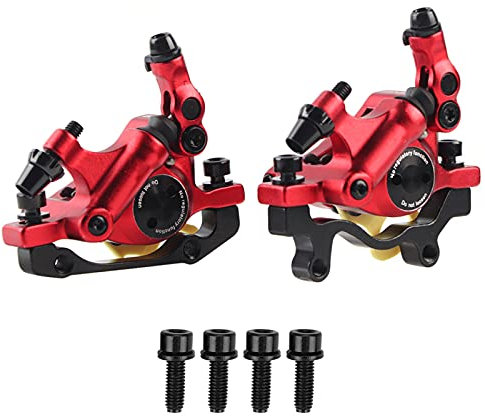 Fahrrad-Scheibenbremsen-Set, Hydraulische Scheibenbremse aus Aluminiumlegierung HB-100 Leitung, die Hydraulische Scheibenbremse Vorne und Hinten für Mountain Road-Fahrräder Zieht(Rot)