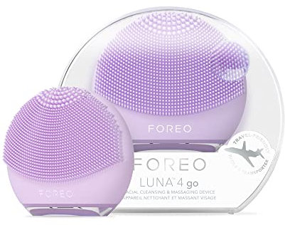 FOREO LUNA 4 go, spazzola per pulizia viso e massaggio viso rassodante, Favorisce l'assorbimento delle formule di skincare, Dispositivo da viaggio, Per tutti i tipi di pelle, Lavander