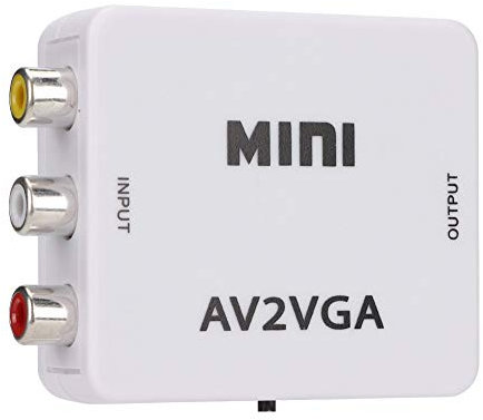 Dioche Av To Vga Convertitore Componente Composito 480P Mini Composito Av To Vga Adattatore Tv Set Top Box Audio Convertitore Video (Bianco)