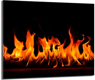 Herdabdeckplatte 60x52 Einteilig Glas Elektroherd Induktion Herdschutz Spritzschutz Glasplatte Deko Schneidebrett, Feuer Schwarz
