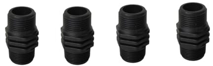 PP Gewindefitting Schwarz PN10 Fittings Nippel Doppelnippel AG 4 Stück (3/4 Zoll)