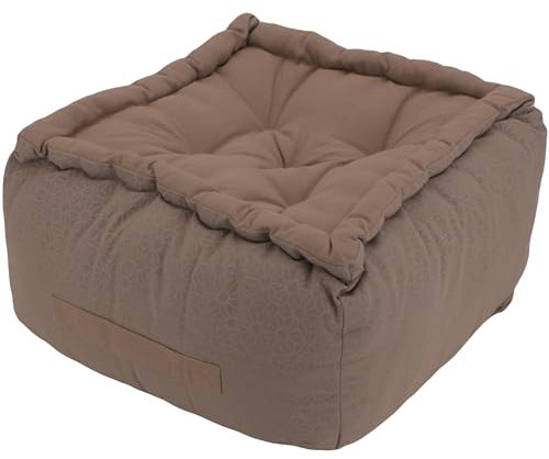 Alphadeco Dickes Bodenkissen Lara - 20-25cm hoch - Pouf - Ottoman - Hocker - 40x40x25cm - 100% Baumwolle (Taupe)