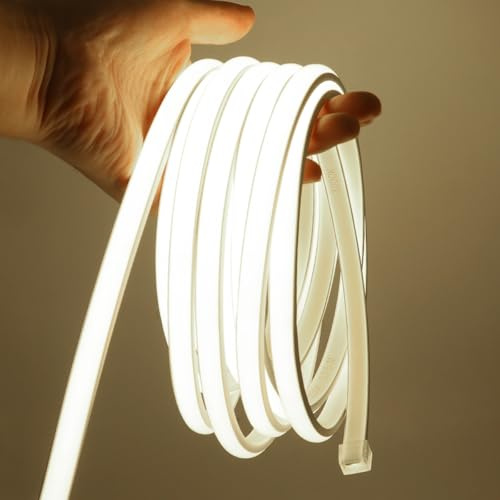 KISUFU 220V Tira de LED COB, 288 LED/m Neón Cinta LED Light Strip IP65 Impermeable, Cada Corte de 50cm Luz de Cuerda para Extérieur iluminación del hogar