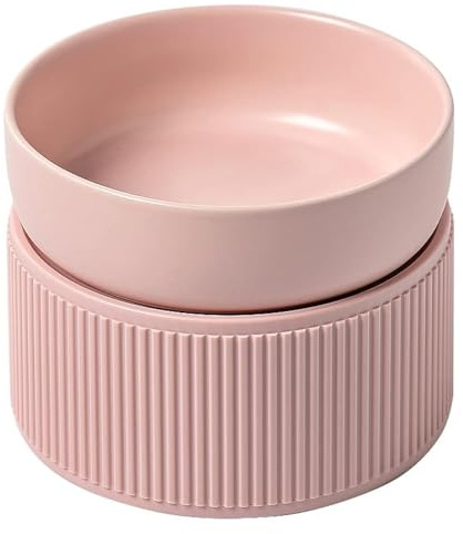 NAHANGPET Erhöhte Katzennäpfe aus Keramik, 1 Stück, erhöhter Katzennapf für Futter und Wasser, Schnurrhaar, Trenn-Design, mikrowellen- und spülmaschinenfest, angemessene Höhe für Katzen, leicht zu