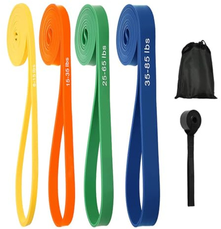 Youery 4 Piezas Gomas Elasticas Musculacion, Banda Elástica de Resistencia, Cuerdas Elásticas de Fitness con Bolsa de Transporte y Anclaje de Puerta para el Entrenamiento Físico de Estiramiento