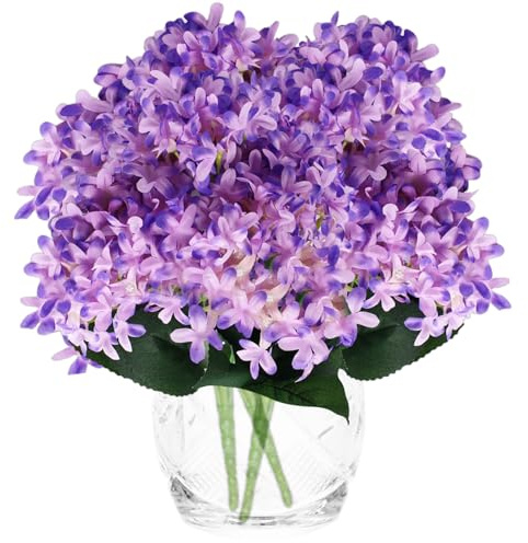 astylishome Artificial Flowers for Graves Large 40 cm Fake Flower for Decoration Purple Simulation Bouquet for Outdoor Indoor Events Wedding Party Home Decor 1105