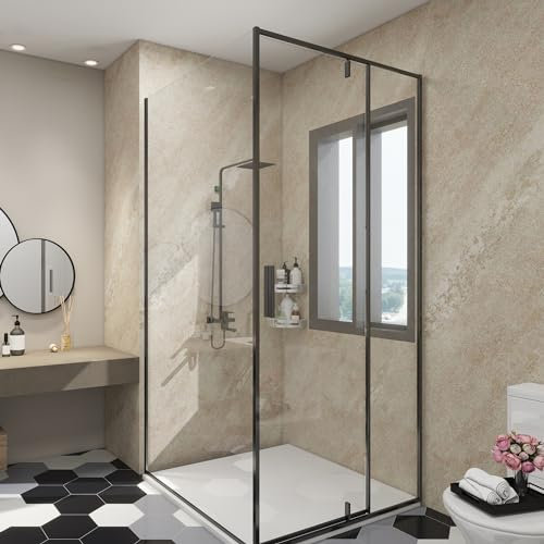 [neu.haus] Set de 8 Panneaux Muraux Décoratifs pour Douche Salle de Bain Toilettes Cuisine Salon Chambre Résistant aux UV Humidité Facile à Coller PVC 120 x 60 cm Beige Cream Stone
