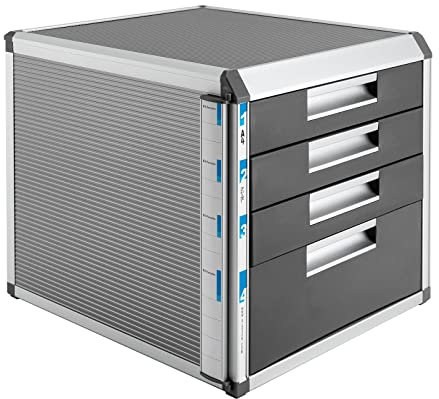 4 Fächer Schubladenbox Aus Metall, Schreibtisch Schublade Organizer, 180° Klappbare, Schubladenbox Mit Indexleiste Für Büro, Silber