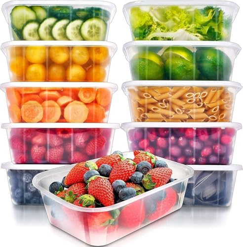 Efforias 25 X 1000ml Clear Plastic Microwave Containers With Lids - Food Tubs Ideal For Takeaways & Restaurants - BPA Free Freezer Safe & Microwavable Meal Prep