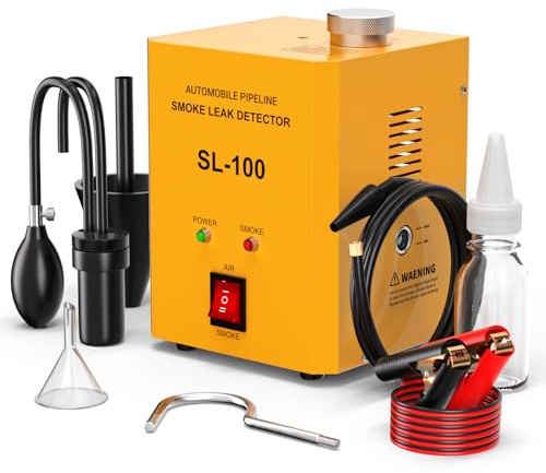 GODIAG SL100 12V Rauchprüfgerät mit integrierter Luftpumpe für EVAP Gelb | 12V EVAP-Rauchprüfgerät mit 15Psi Kompressor: Findet schnell Vakuum- & Auspuff-Lecks an Autos & Motorrädern