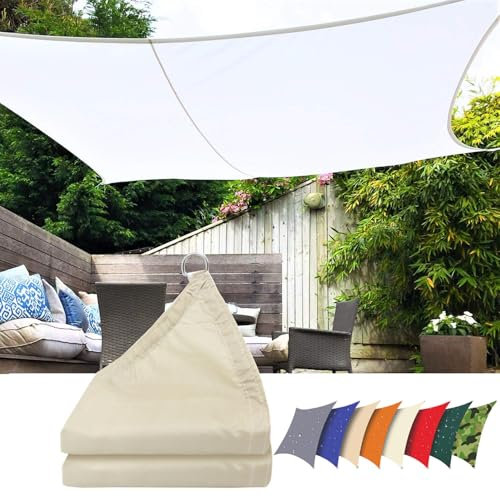 Toldo Vela de Sombra Impermeable,Toldos de Vela Rectangular 1x1m,Toldos Exterior Terraza Protección UV 95%,para Jardin, Balcón, Patio.(Blanco)