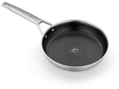 BRA Hybrid Cell | Sartén 24 cm, Acero Inoxidable con Antiadherente Cerámico, sin PFAS, Hybrid Technology con Celdas de Acero Inoxidable, Apto para todo tipo de Cocinas, Incluida Inducción