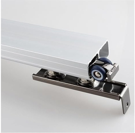 20 40 50 60 70 80 100 Inch Sliding Door Tracks and Rollers, Ceiling Mount Pocket Door Hardware Kit & Invisible Door Slider Track with Floor Guide/Pulley(30in/76.2cm)