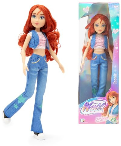 Winx – Bloom Iconic, Bambola 27 cm Snodata con Top e Jeans a Zampa della Serie TV, Giocattolo per Bambina e Bambini dai 4 Anni