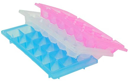 HOLIDYOYO Moldes Para Cubitos De Hielo 18 Rejillas Forma De Diamante 4 Piezas Silicona Flexible Resistente Para Hacer Cubitos De Whisky y Café Congelador