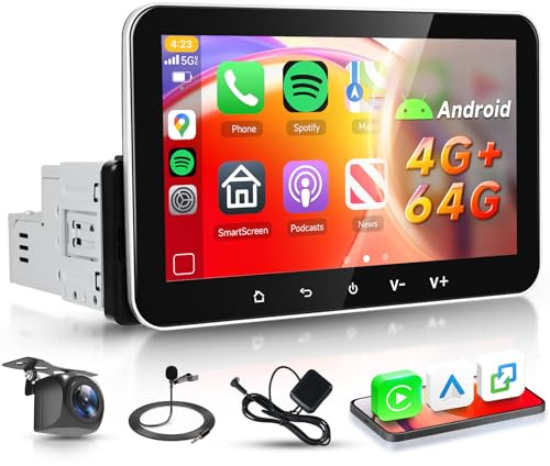 4G+64G Single Din Android Car Stereo with Wireless Carplay Android Auto,Hodozzy 7 1280P IPS Touchscreen 1 Din Car Radio with GPS Navigation Bluetooth 5.0 Wifi FM/RDS EQ SWC+Backup Camera
