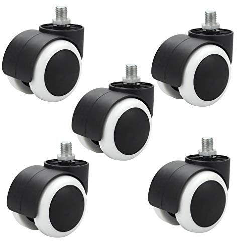 5X Caster Wheels,Swivel Castor Wheel,Twin Wheel Furniture Castors,Diameter50mm(2in),Suitable for The Bottom of Small Equipment (Threaded Rod) (Threaded Rod)