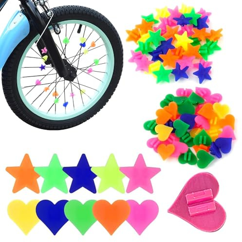 Quesuc 2 Packungen Bunten Fahrradspeichen-Dekorationen, Speichenklicker Kinderfahrrad Leuchtendes Speichenreflektoren Kinder Fahrrad Zubehör Reflektierende Speichenperlen