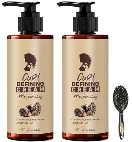 Crème définissante pour boucles, lotion bouclante pour cheveux ondulés, lotion lissante longue durée pour ondulations sèches et frisottis, crème coiffante hydratante légère sans rinçage (2PCS)