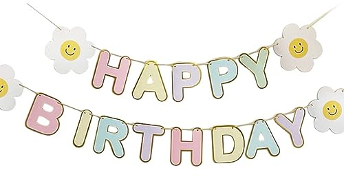 Cartel De Feliz Cumpleaños Con Flor Margarita Para Regalo Ducha Decoraciones Fiesta Niños Y Niñas Suministros Fiesta Feliz Hombres