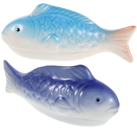 Yardwe 2 St Keramisk Flytande Koi Blå Keramiska Fiskfigurer för Trädgårdsdamm och Badrumsdekoration Hållbar Akvariedekor med Lättskött Design för Harmoniska Miljöer