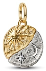Vegaine Soleil et Lune Charme et Perles pour Femme Pendenti Compatible avec les Bracelets et Colliers,Cadeau de la Fête des Mères Saint-Valentin